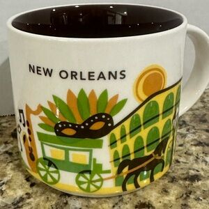 Starbucks New Orleans Ceramic Mug in White, Green and Yellow